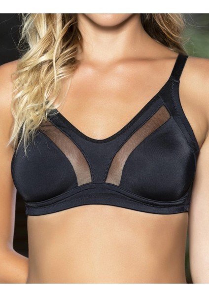 Büyük Beden Uyumlu Siyah Tül Detaylı Günlük Sütyen, B,c Cup Balensiz Konforlu Sütyen
