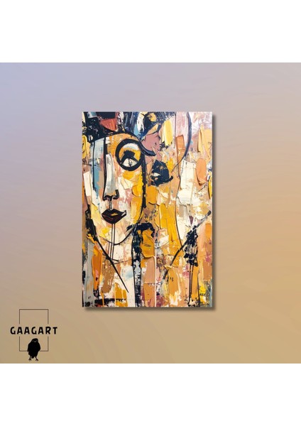 Tekli Dikey Kanvas Tablo Soyut Sanatsal Renkli Kadın modelleri