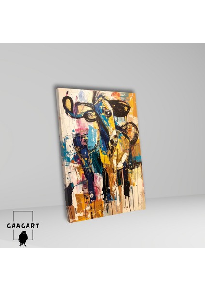 Tekli Dikey Kanvas Tablo Renkli Sanatsal Inek fiyatları