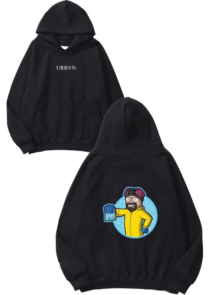 Breaking Bad Man Tasarım Baskılı Oversize Siyah Kapüşonlu Sweatshirt