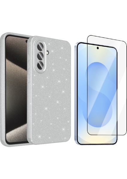 Samsung Galaxy A36 Kılıf Kamera Korumalı Simli Lüks Zore Koton Kapak + Temperli Cam Ekran Koruyucu