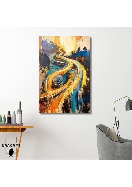 Tekli Dikey Kanvas Tablo Soyut Sanatsal Renkler Geçmişe Yolculuk