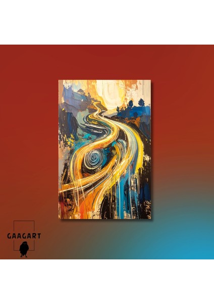 Tekli Dikey Kanvas Tablo Soyut Sanatsal Renkler Geçmişe Yolculuk modelleri