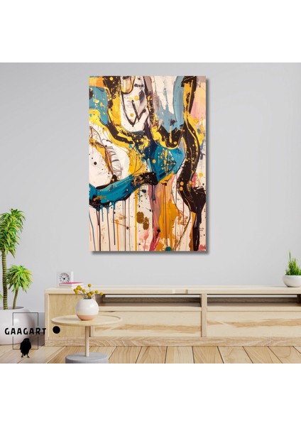 Tekli Dikey Kanvas Tablo Soyut Sanatsal Renkler