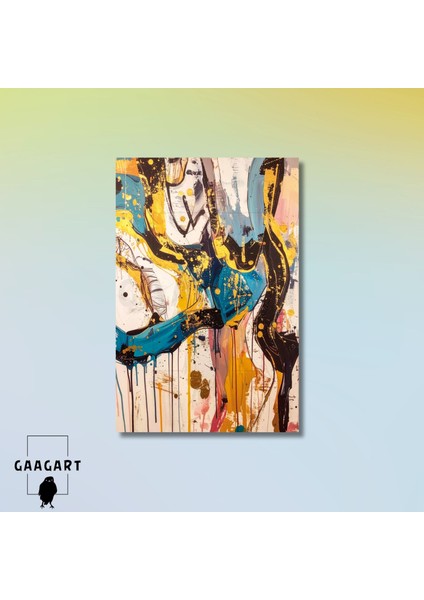 Tekli Dikey Kanvas Tablo Soyut Sanatsal Renkler modelleri