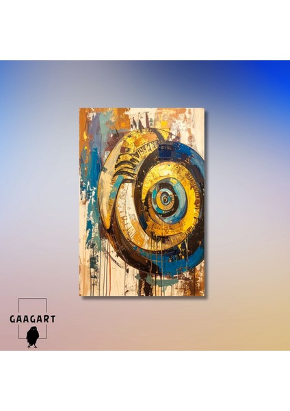 Tekli Dikey Kanvas Tablo Soyut Sanatsal Mavi Daireler modelleri