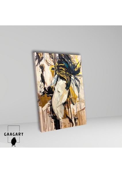 Tekli Dikey Kanvas Tablo Soyut Yağlı Boya Görünümlü Sanatsal At Portresi fiyatları