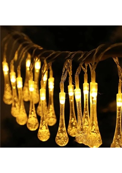 10 LED 2 Metre Sarı Kristal Su Damlası Güneş Enerjili LED Işık Solar Bahçe Ağaç Lamba Aydınlatması fiyatları