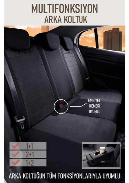 Nissan Primera Uyumlu Yarı Deri Oto Koltuk Kılıfı Ön/arka 5 Li Set Norm Siyah modelleri