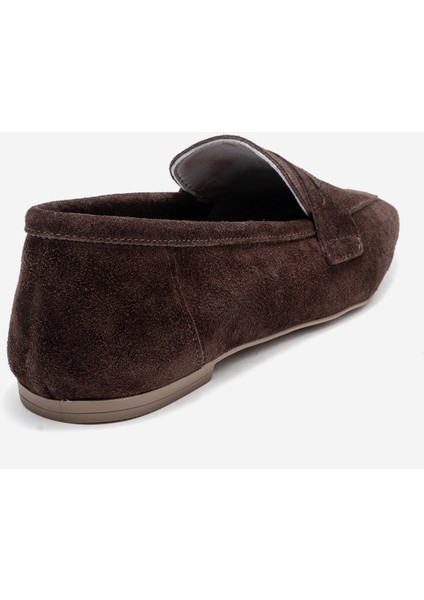 Morne Kahverengi Süet Deri Kadın Loafer Ayakkabı fırsatları