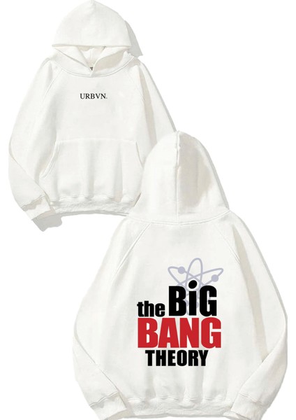 Big Bang Tasarım Baskılı Oversize Beyaz Kapüşonlu Sweatshirt