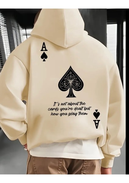 Büyük Beden Özel Tasarım Kapüşonlu Maça Sırt Baskılı %100 Pamuk Oversize Erkek Sweatshırt