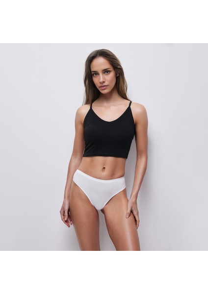 , kadın, pamuklu Brazilian Basic Külot 3'lü, Siyah, Krem, Beyaz