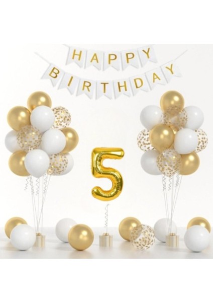 Gold Renk Doğum Günü Partisi Konsepti - Pullu Balon Krom Balon Folyo Rakam Balon- Yaş Günü