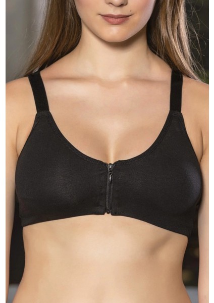Siyah Önden Fermuarlı Pamuklu Sütyen,günlük ve Medikal Kullanım Için, Kadın Iç Giyim fiyatları