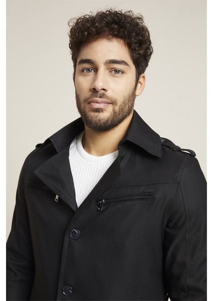 KA 066 Slim Fit Siyah Spor Kaban