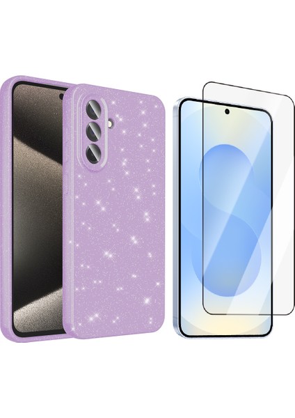 Samsung Galaxy A26 Kılıf Kamera Korumalı Simli Lüks Zore Koton Kapak + Temperli Cam Ekran Koruyucu