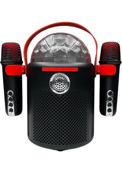 Parti Disko Topu Işıklı Karaoke MAKINESI-15W Güç,v5.3 Kablosuz Bt Hoparlör,çift Mikrofon Ses Bombası