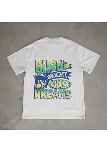 Dreams Tasarım Baskılı Beyaz Oversize T-Shirt