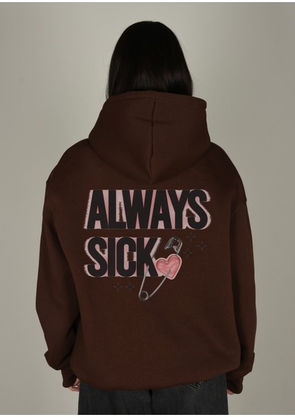 Sick Baskılı Kapüşonlu Sweatshirt