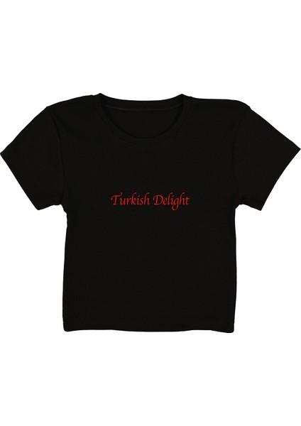 Turkish Delight Baskılı Siyah Crop Top