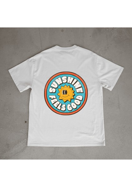 Sunshine Tasarım Baskılı Beyaz Oversize T-Shirt