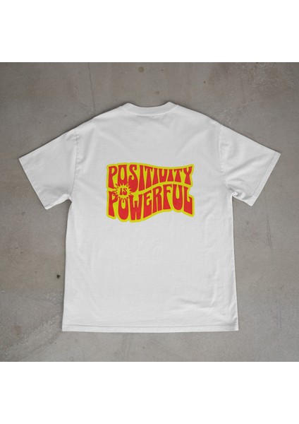 Pozitif Tasarım Baskılı Beyaz Oversize T-Shirt