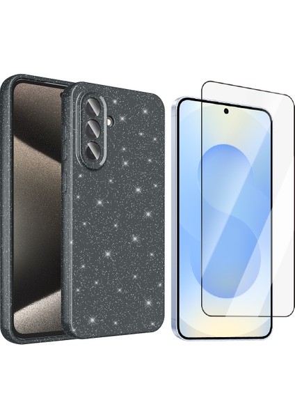 Samsung Galaxy A26 Kılıf Kamera Korumalı Simli Lüks Zore Koton Kapak + Temperli Cam Ekran Koruyucu