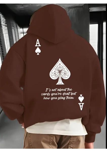 Büyük Beden Özel Tasarım Kapüşonlu Maça Sırt Baskılı %100 Pamuk Oversize Erkek Sweatshırt