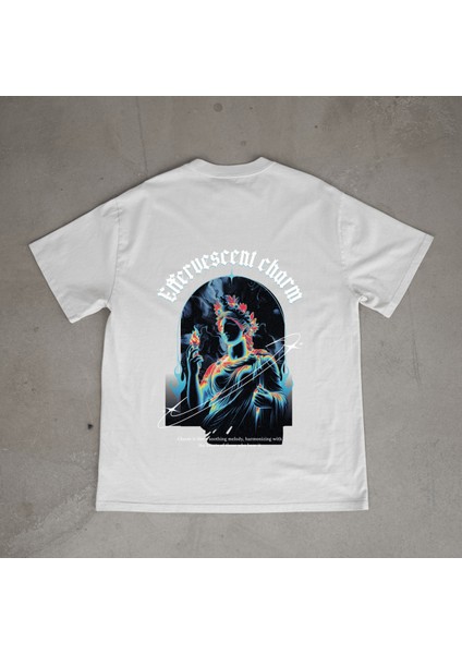 Neo Tasarım Baskılı Beyaz Oversize T-Shirt