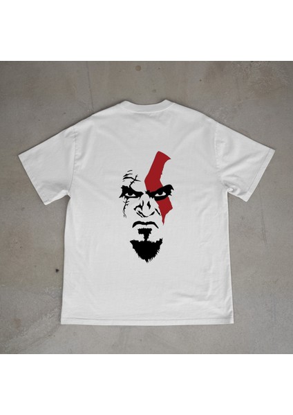 Godofwar Tasarım Baskılı Beyaz Oversize T-Shirt