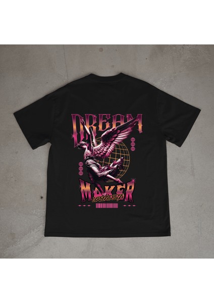 Dreammaker Tasarım Baskılı Siyah Oversize T-Shirt