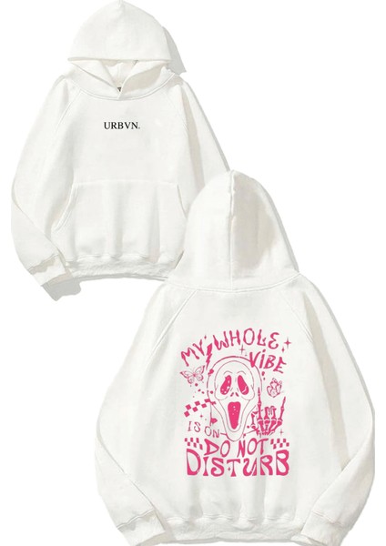 Girls Dont Cry Tasarım Baskılı Oversize Beyaz Kapüşonlu Sweatshirt