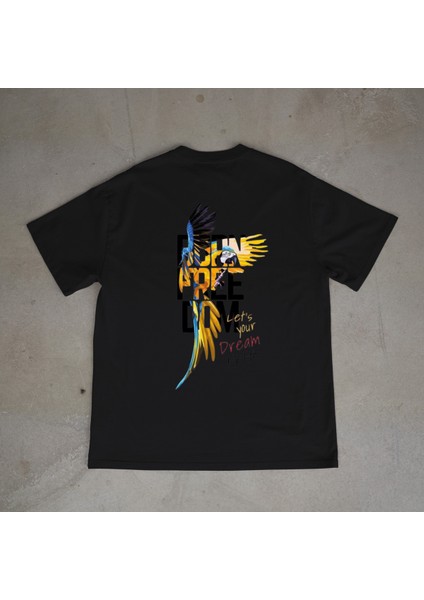 Born Tasarım Baskılı Siyah Oversize T-Shirt