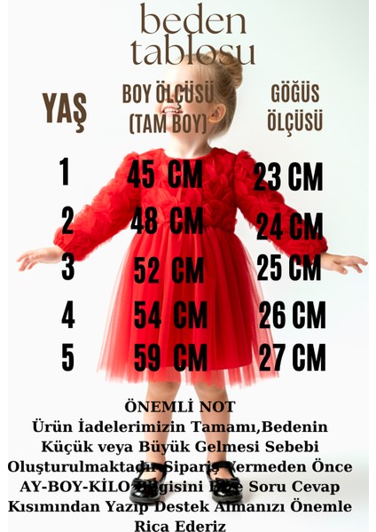 Kız Bebek Kız Çocuk Doğum Günü Parti Düğün Elbise Uzunkollu Güllü Fiyonklu Tüllü Tütü Astarlı fiyatları