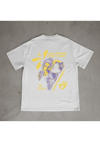 Milenium Tasarım Baskılı Beyaz Oversize T-Shirt