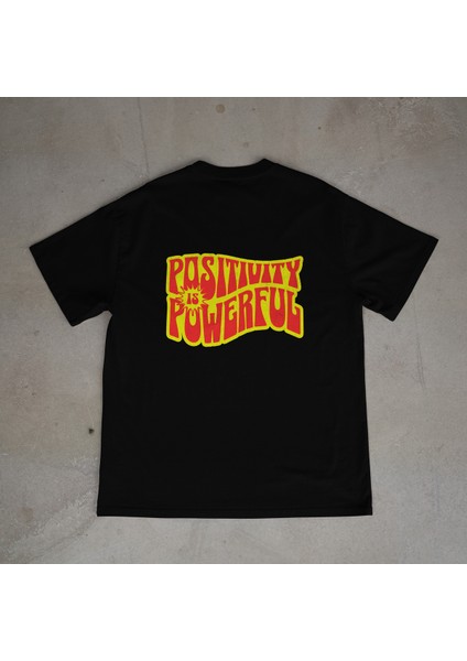 Pozitif Tasarım Baskılı Siyah Oversize T-Shirt