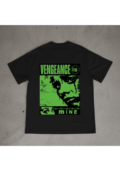 Vengance Tasarım Baskılı Siyah Oversize T-Shirt