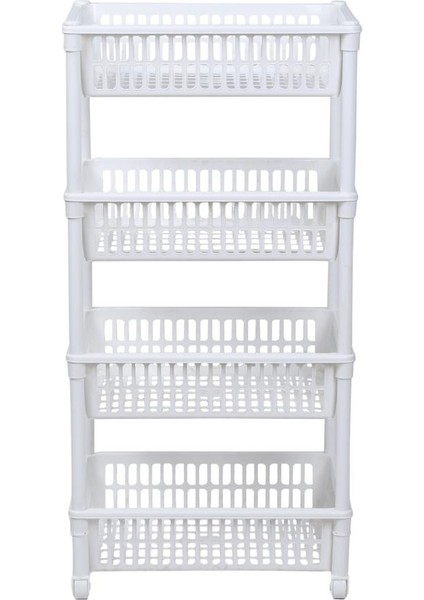 Beyaz Tekerlekli Sebzelik ve Meyvelik 4 Katlı Plastik Patates ve Soğan Sepeti 51X21, H:95CM fiyatları