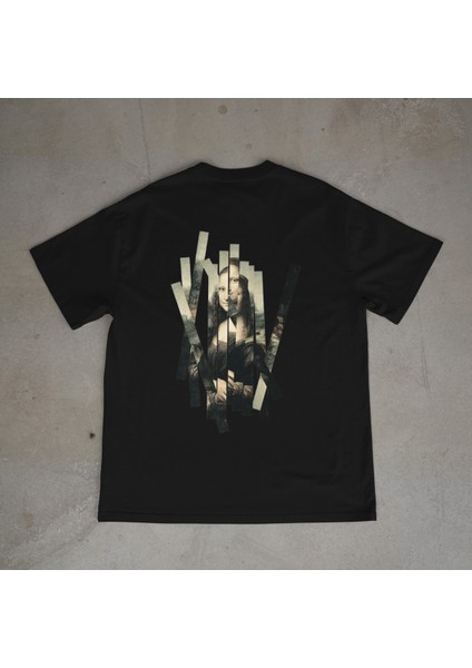 Mona Tasarım Baskılı Siyah Oversize T-Shirt