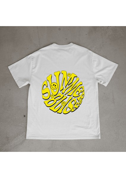 Bliss Tasarım Baskılı Beyaz Oversize T-Shirt