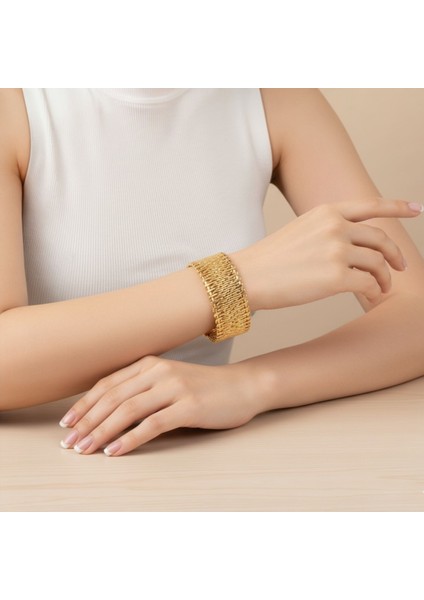 Trend Örgü Hasır Modeli Çelik Bileklik | Gold ve Gümüş Renk Seçeneği | Uzun Ömürlü Şık Kadın Bileziği modelleri
