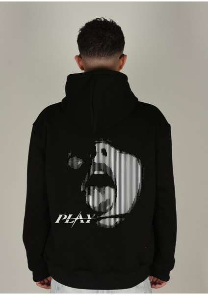 Play Baskılı Kapüşonlu Sweatshirt