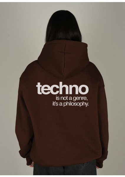 Tech Baskılı Kapüşonlu Sweatshirt