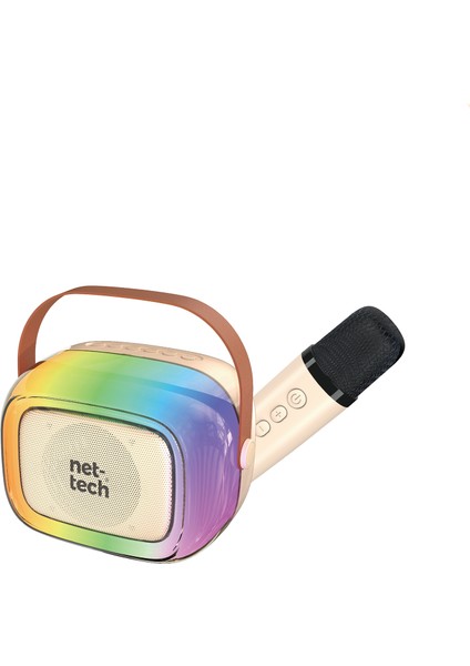 Parti Işıklı Karaoke Kablosuz Şarjlı Hoparlör MIKROFON(360°STEREO Ses Sistemi + 5 Ses ve Işık Modu)