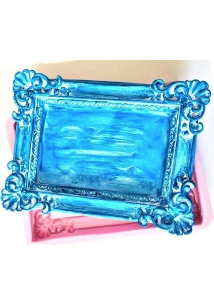 Yaprak Sarmaşık Dekorlu Çerçeve Silikon Kalıp K-612, Polyester Taş Tozu Alçı Kalıbı