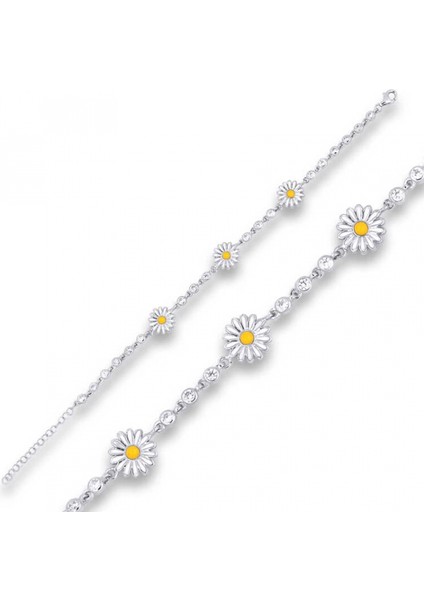 925 Ayar Gümüş Papatya Bileklik T5945 (7272)