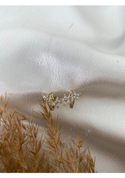 Çiçek Detaylı Xupıng Çelik Küpe