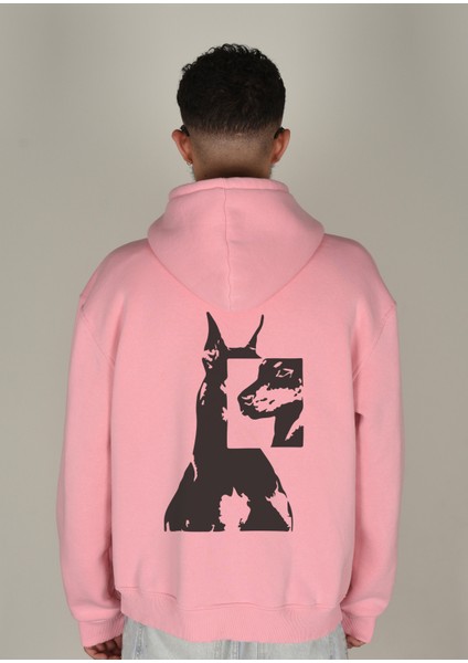 Doberman Baskılı Kapüşonlu Sweatshirt