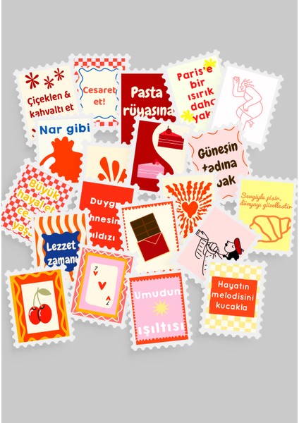 Renkli Pul Sticker Seti 20'li - Bullet Journal Ajanda Scrapbook